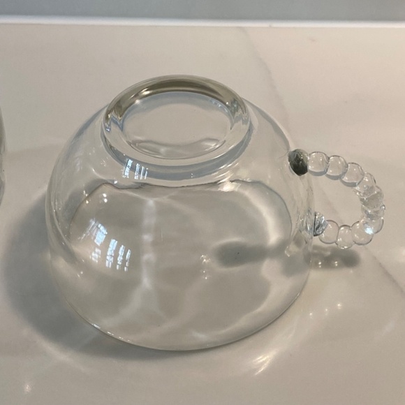 BUBBLE HANDLE TEA CUPS - Clear glass tea cups set of two (2) - Picture 5 of 7